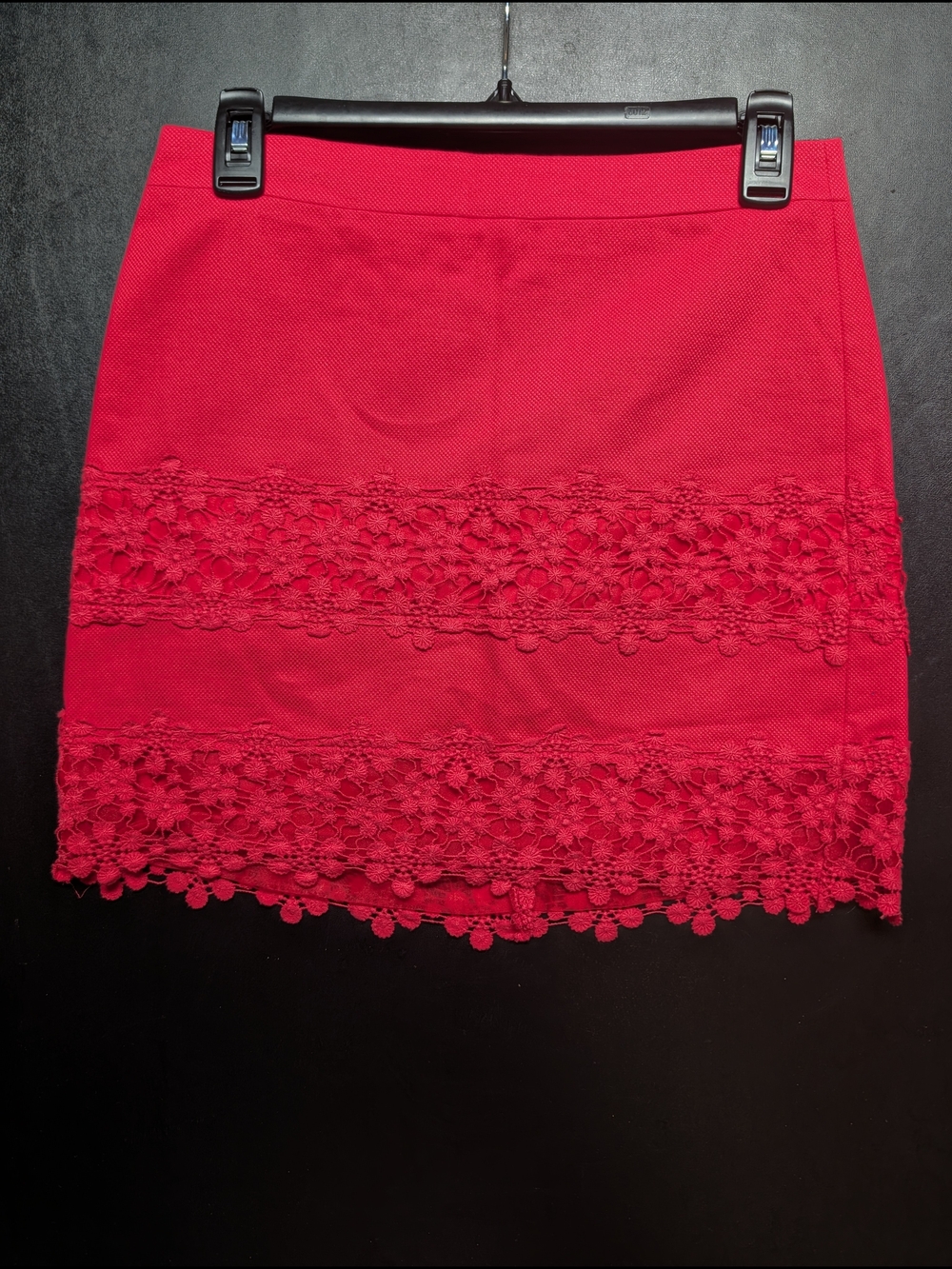 J. Crew Hot Pink Mini Skirt with Floral Lace Trim